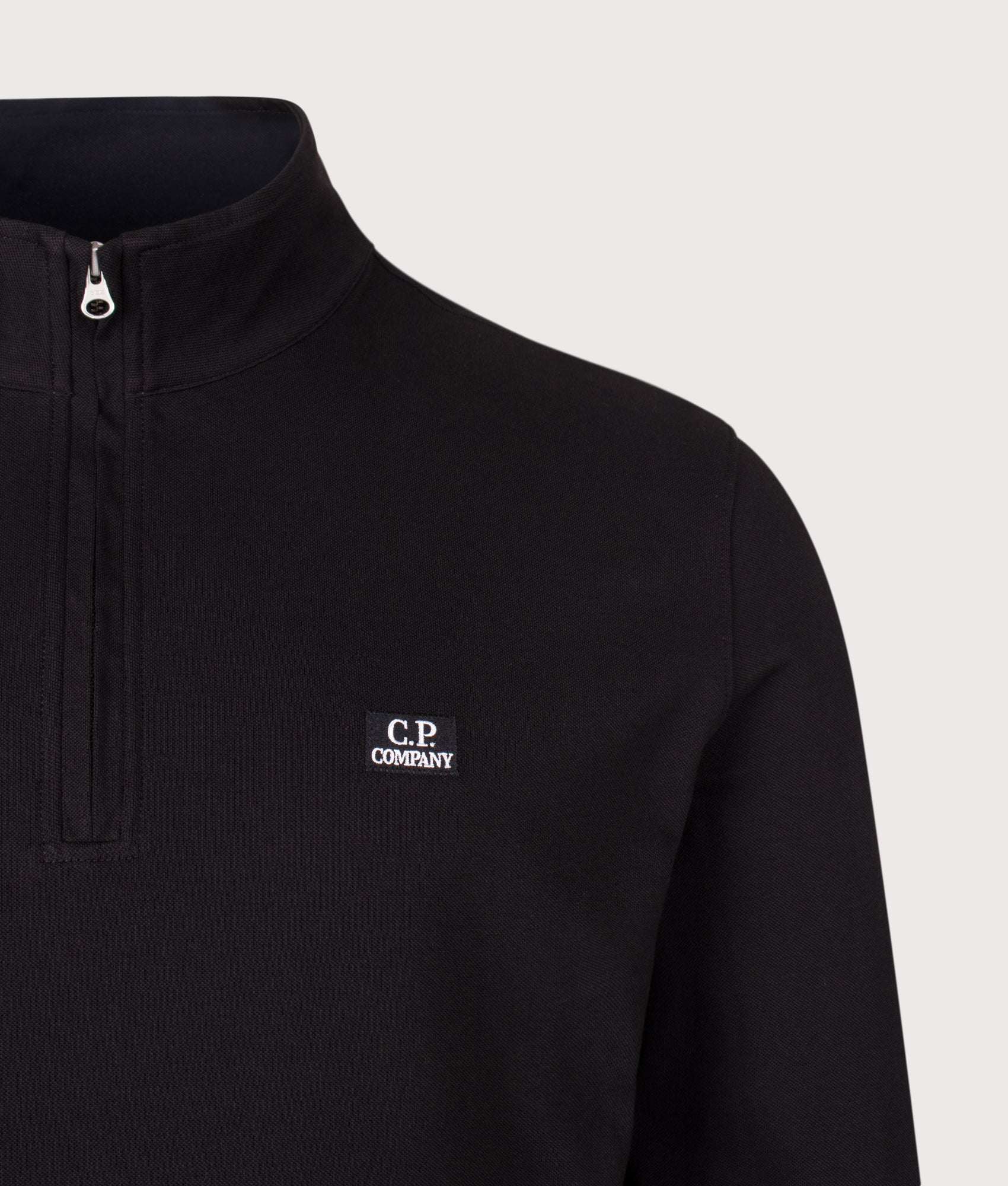 C.P. Company Stretch Piquet Quarter Zip Sweatshirt Black