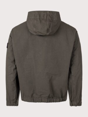 STONE ISLAND Comfort Fit Organic Cotton Ripstop Hooded Overshirt Coal Grey