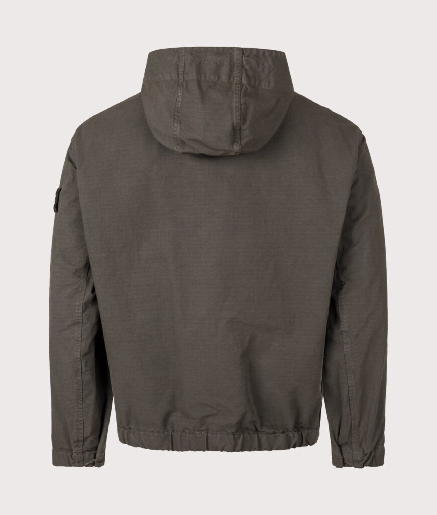 STONE ISLAND Comfort Fit Organic Cotton Ripstop Hooded Overshirt Coal Grey