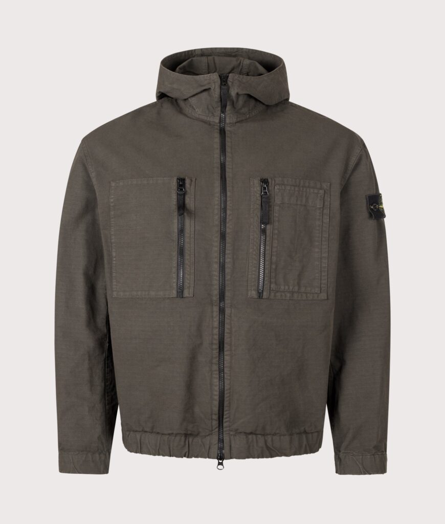 STONE ISLAND Comfort Fit Organic Cotton Ripstop Hooded Overshirt Coal Grey