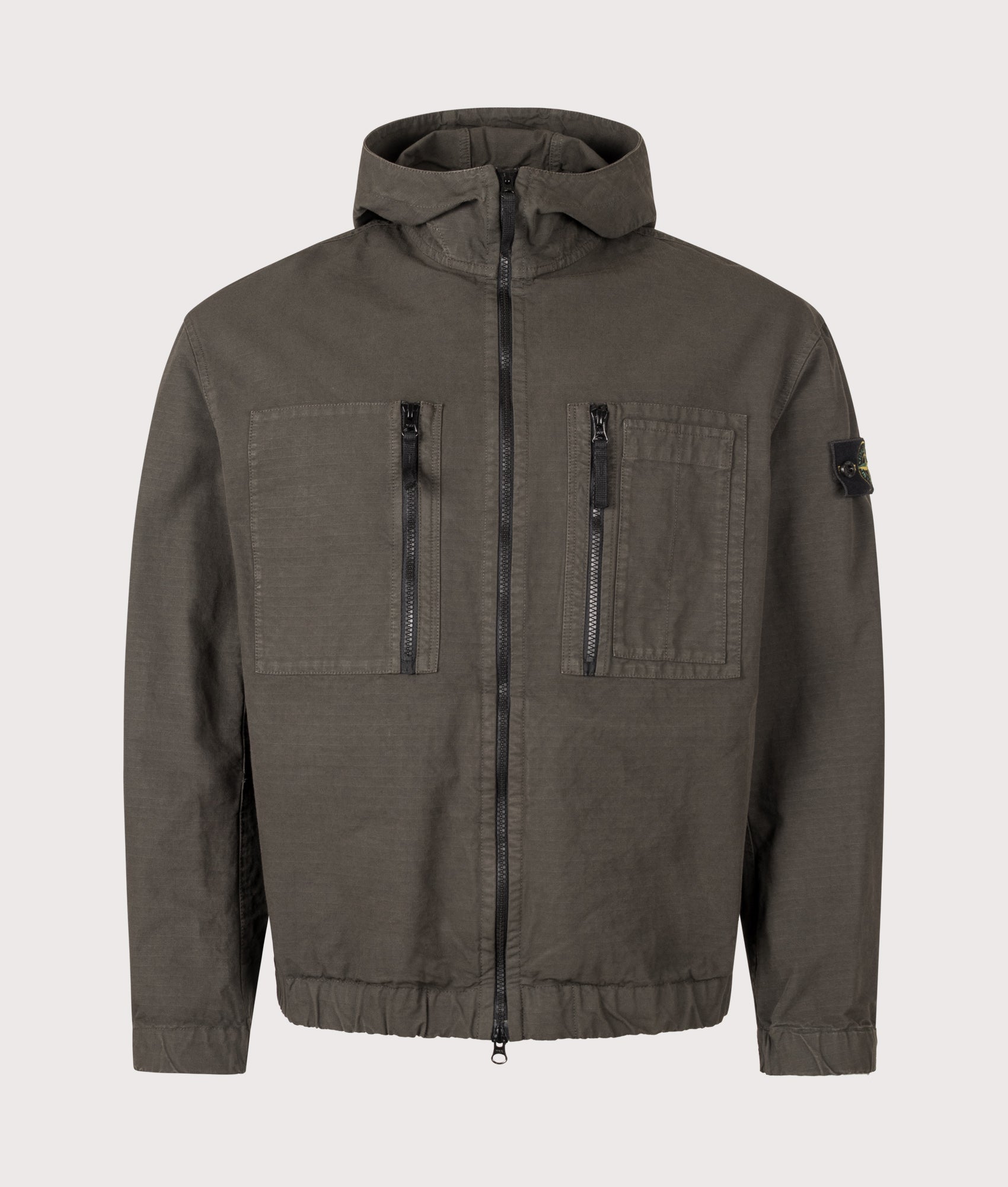 STONE ISLAND Comfort Fit Organic Cotton Ripstop Hooded Overshirt Coal Grey