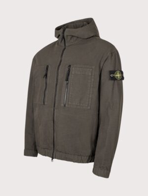 STONE ISLAND Comfort Fit Organic Cotton Ripstop Hooded Overshirt Coal Grey