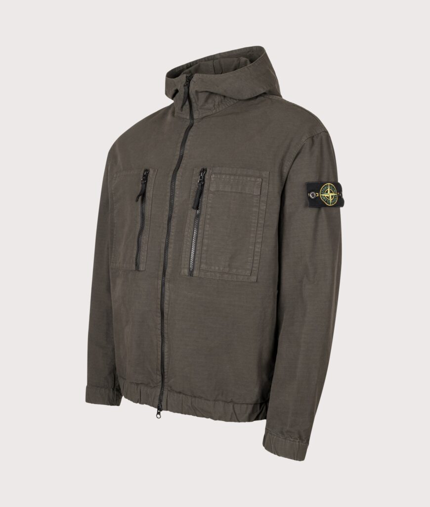STONE ISLAND Comfort Fit Organic Cotton Ripstop Hooded Overshirt Coal Grey