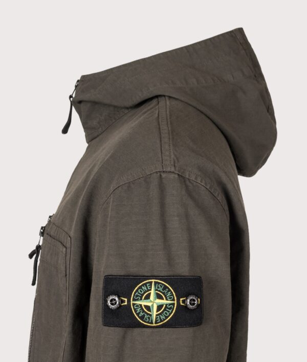 STONE ISLAND Comfort Fit Organic Cotton Ripstop Hooded Overshirt Coal Grey