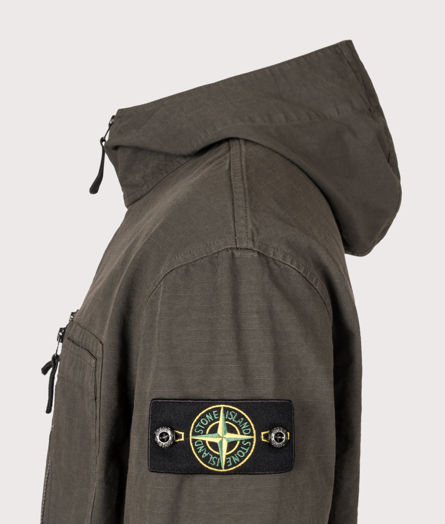STONE ISLAND Comfort Fit Organic Cotton Ripstop Hooded Overshirt Coal Grey