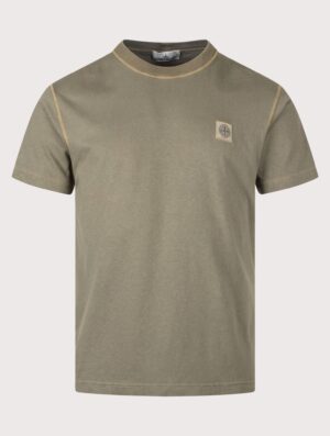 STONE ISLAND Slim Fit Organic Cotton 'FISSATO' Effect T-Shirt Military Green