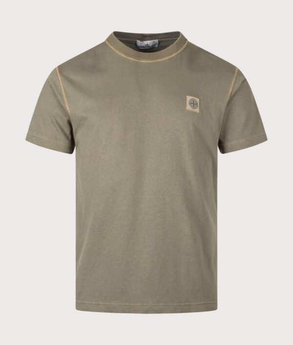 STONE ISLAND Slim Fit Organic Cotton 'FISSATO' Effect T-Shirt Military Green