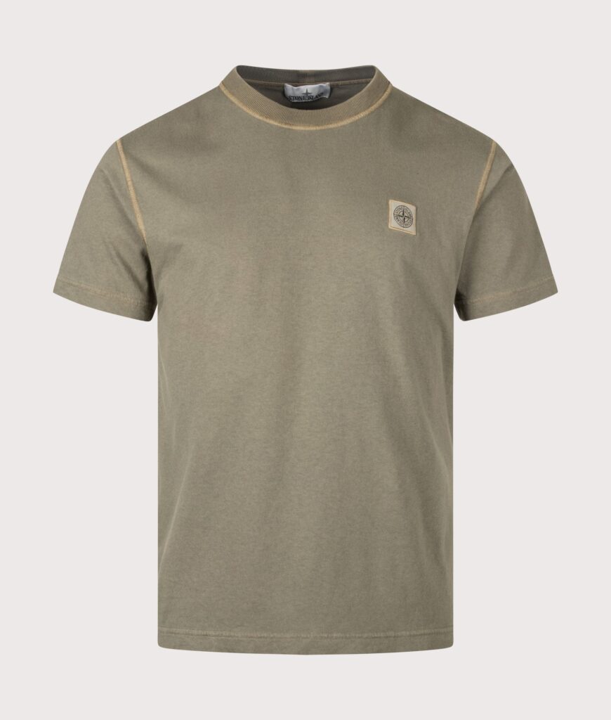 STONE ISLAND Slim Fit Organic Cotton 'FISSATO' Effect T-Shirt Military Green