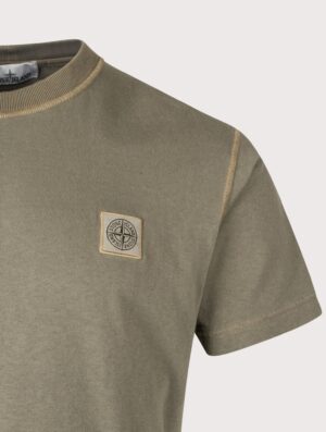 STONE ISLAND Slim Fit Organic Cotton 'FISSATO' Effect T-Shirt Military Green