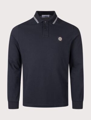 STONE ISLAND Slim Fit Long Sleeve Polo Shirt Navy Blue