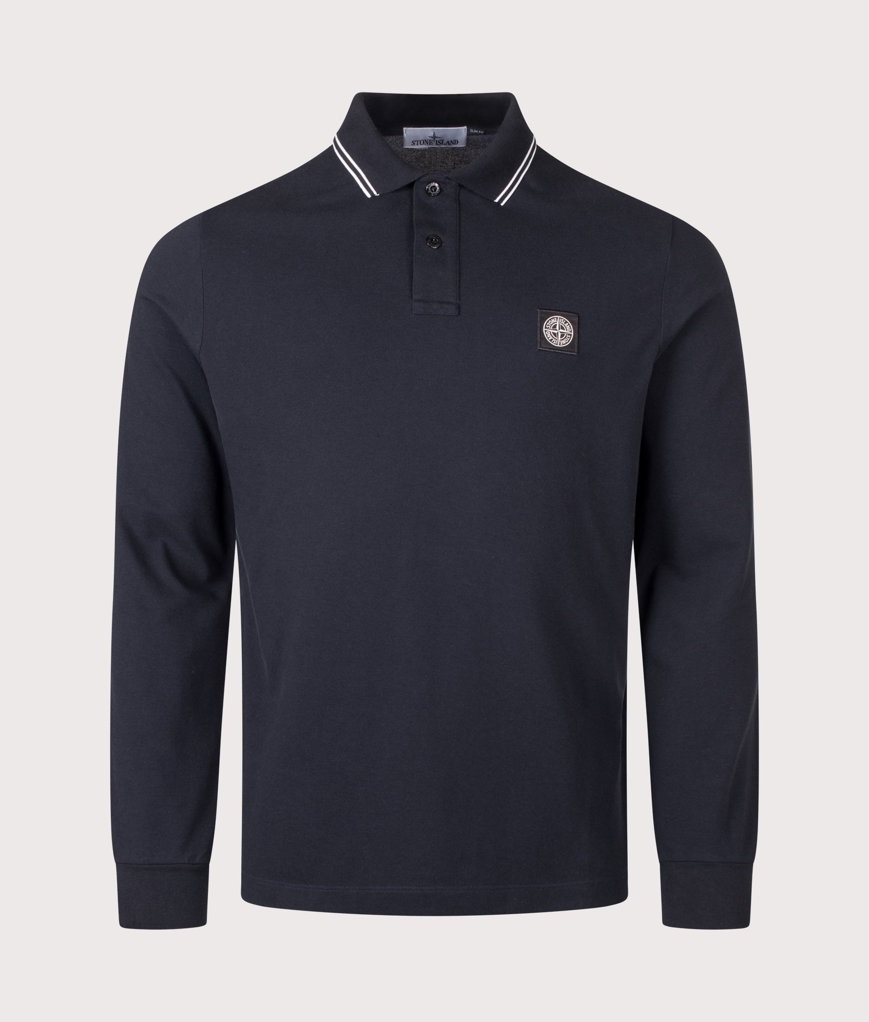 STONE ISLAND Slim Fit Long Sleeve Polo Shirt Navy Blue