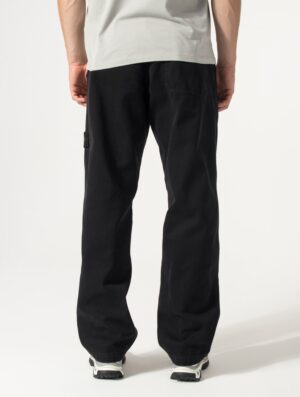 STONE ISLAND Loose Fit Organic Panama Cotton Old Effect Trousers Black