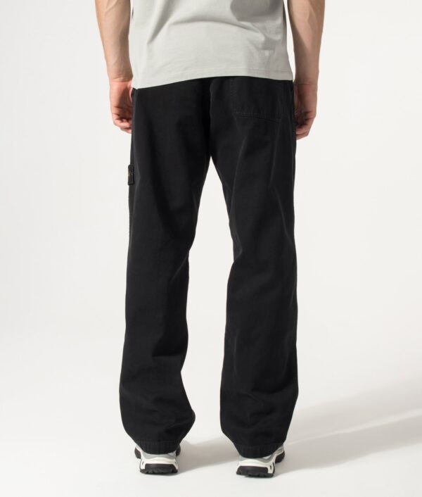 STONE ISLAND Loose Fit Organic Panama Cotton Old Effect Trousers Black
