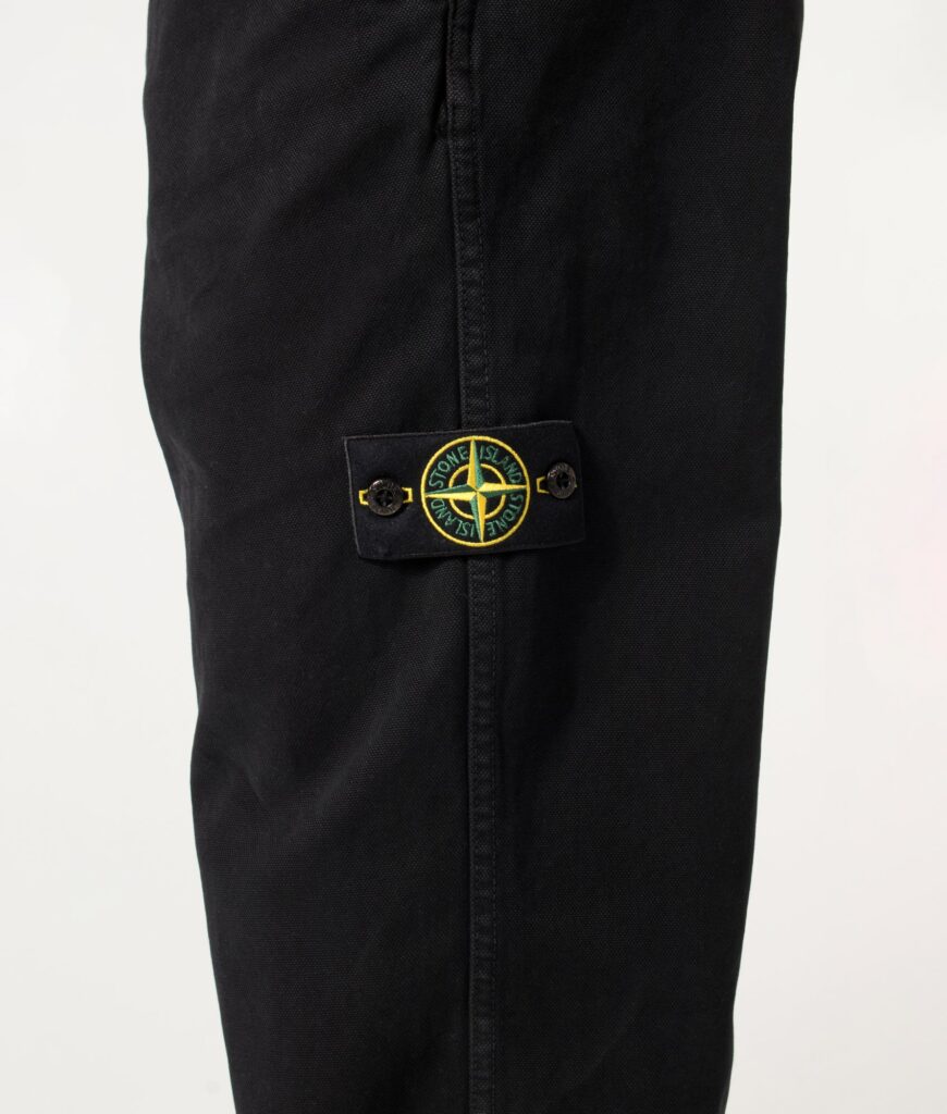 STONE ISLAND Loose Fit Organic Panama Cotton Old Effect Trousers Black