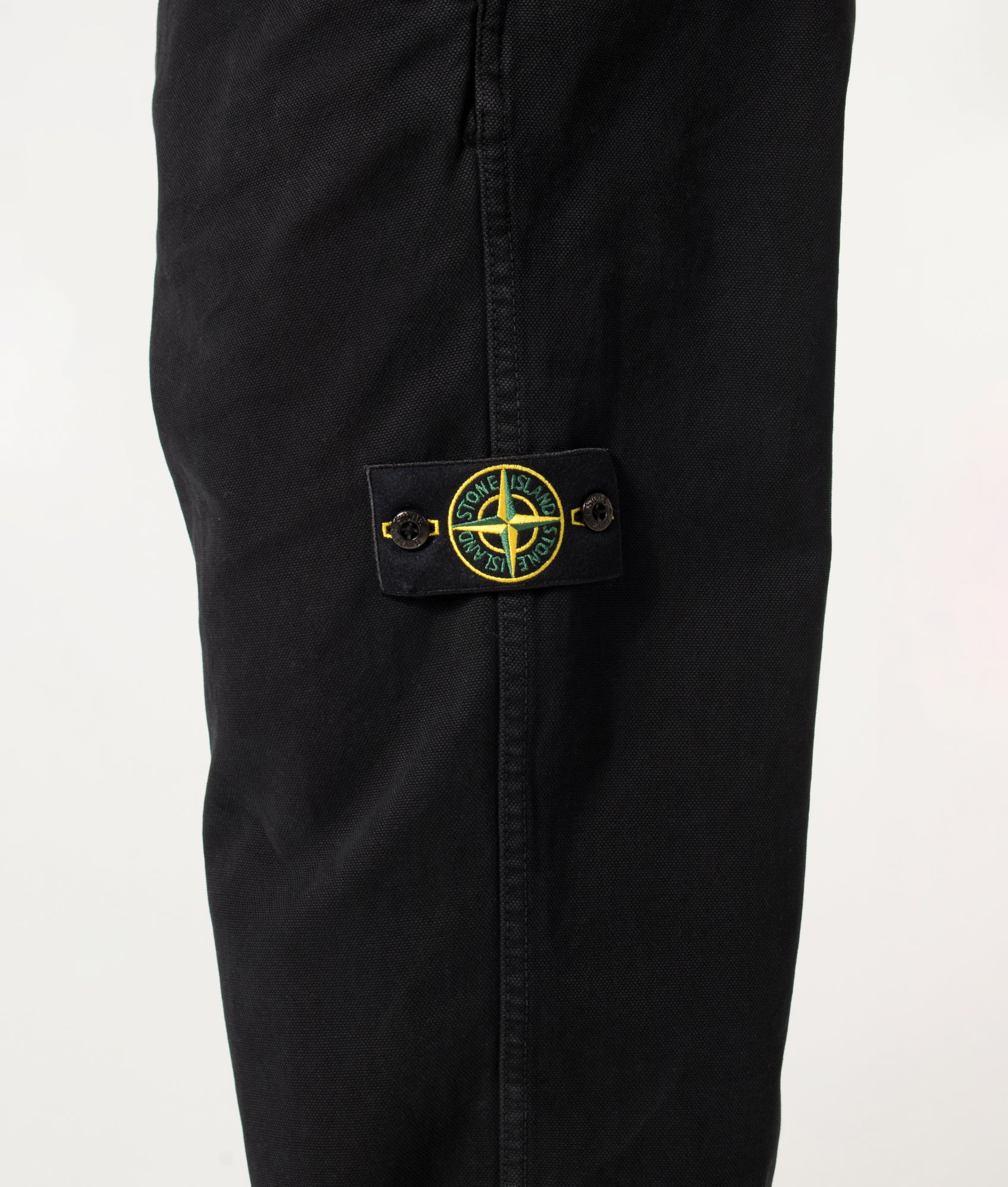 STONE ISLAND Loose Fit Organic Panama Cotton Old Effect Trousers Black