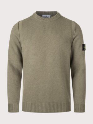 STONE ISLAND Lambswool Crewneck Jumper Military Green