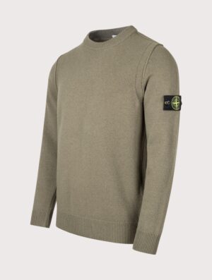 STONE ISLAND Lambswool Crewneck Jumper Military Green
