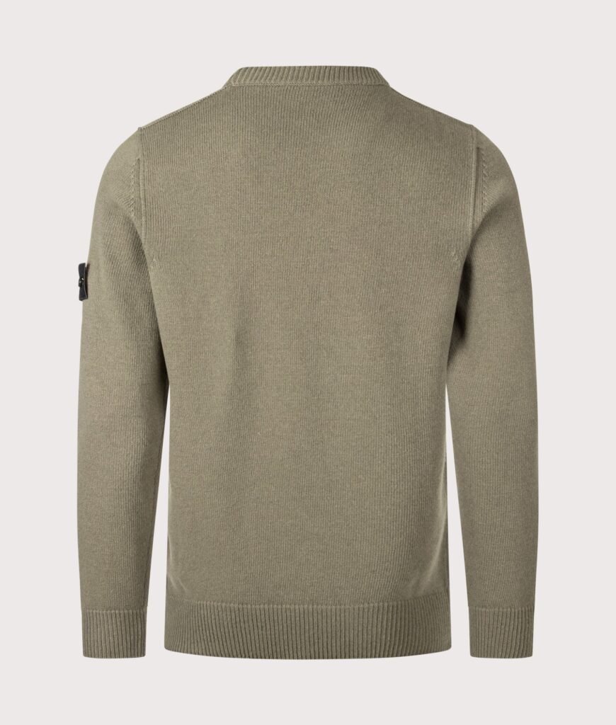 STONE ISLAND Lambswool Crewneck Jumper Military Green