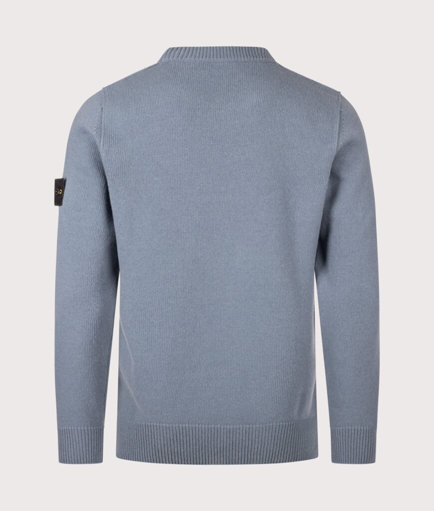 STONE ISLAND Lambswool Crewneck Jumper Steel Blue