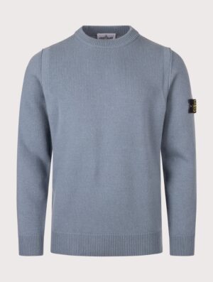 STONE ISLAND Lambswool Crewneck Jumper Steel Blue