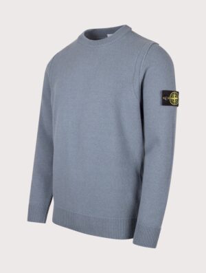 STONE ISLAND Lambswool Crewneck Jumper Steel Blue