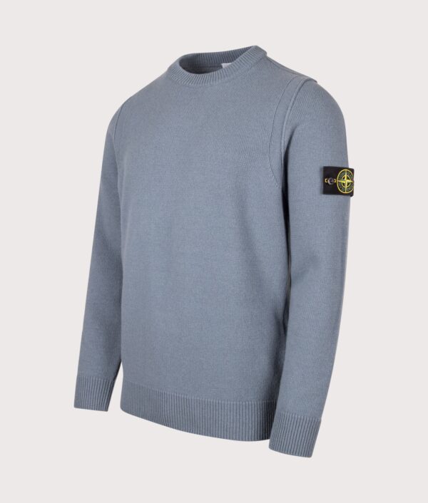 STONE ISLAND Lambswool Crewneck Jumper Steel Blue