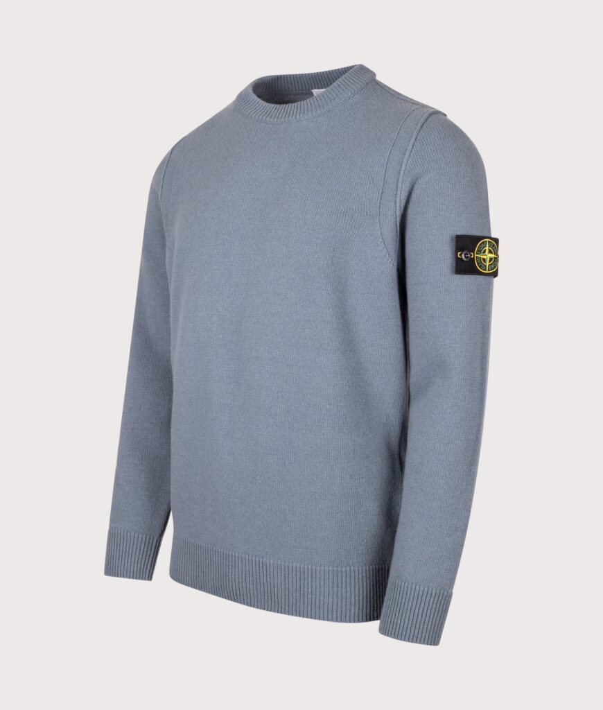 STONE ISLAND Lambswool Crewneck Jumper Steel Blue