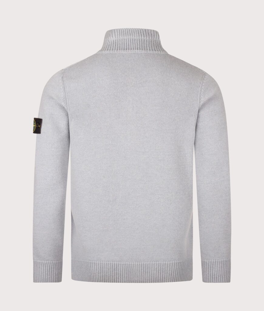 STONE ISLAND Lambswool Button Up Jumper Ash Grey