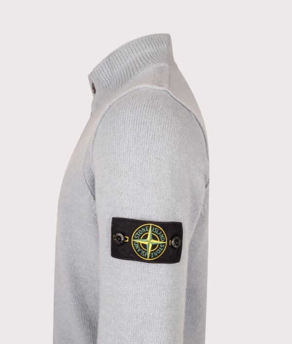STONE ISLAND Lambswool Button Up Jumper Ash Grey