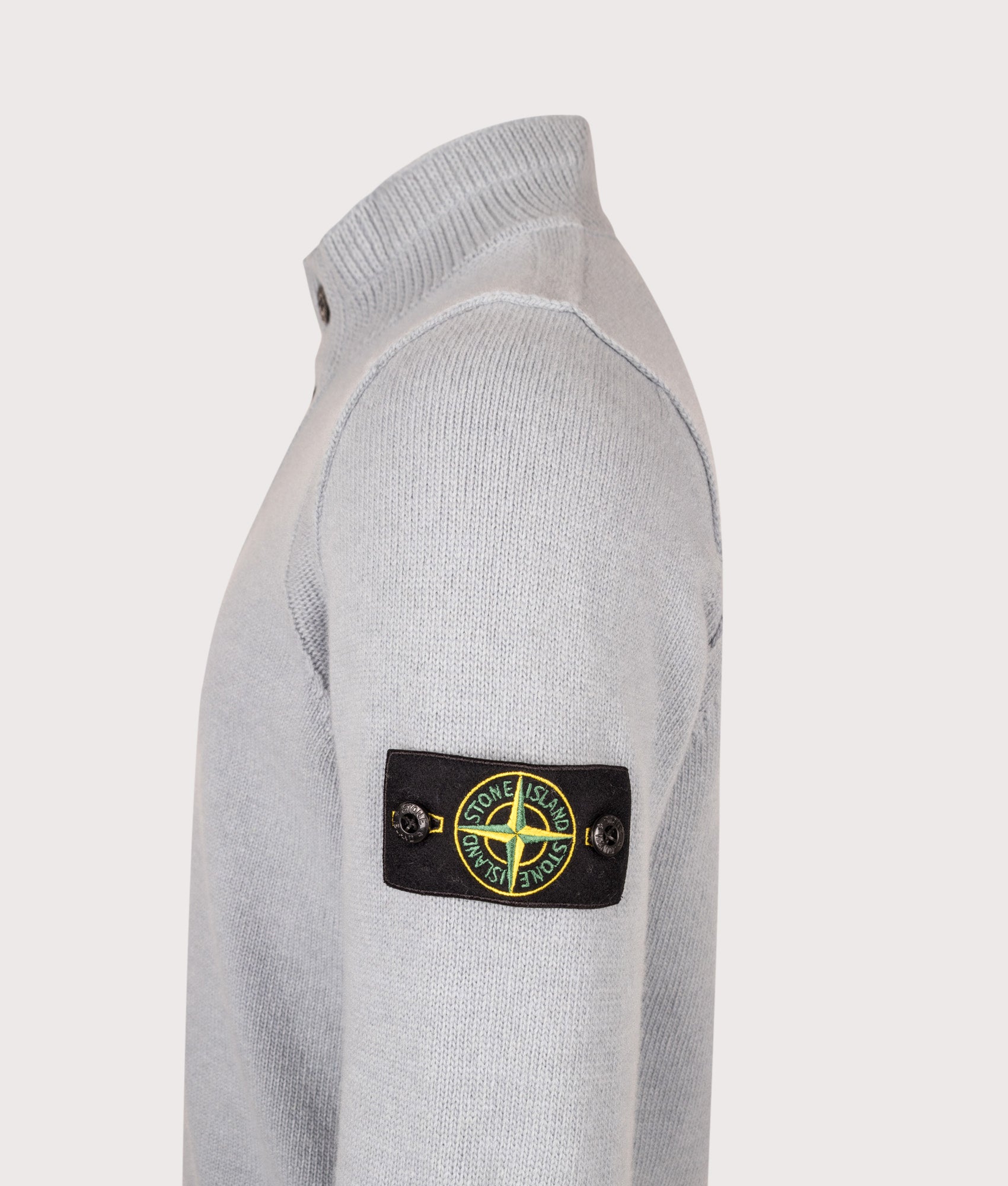 STONE ISLAND Lambswool Button Up Jumper Ash Grey