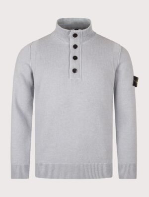 STONE ISLAND Lambswool Button Up Jumper Ash Grey