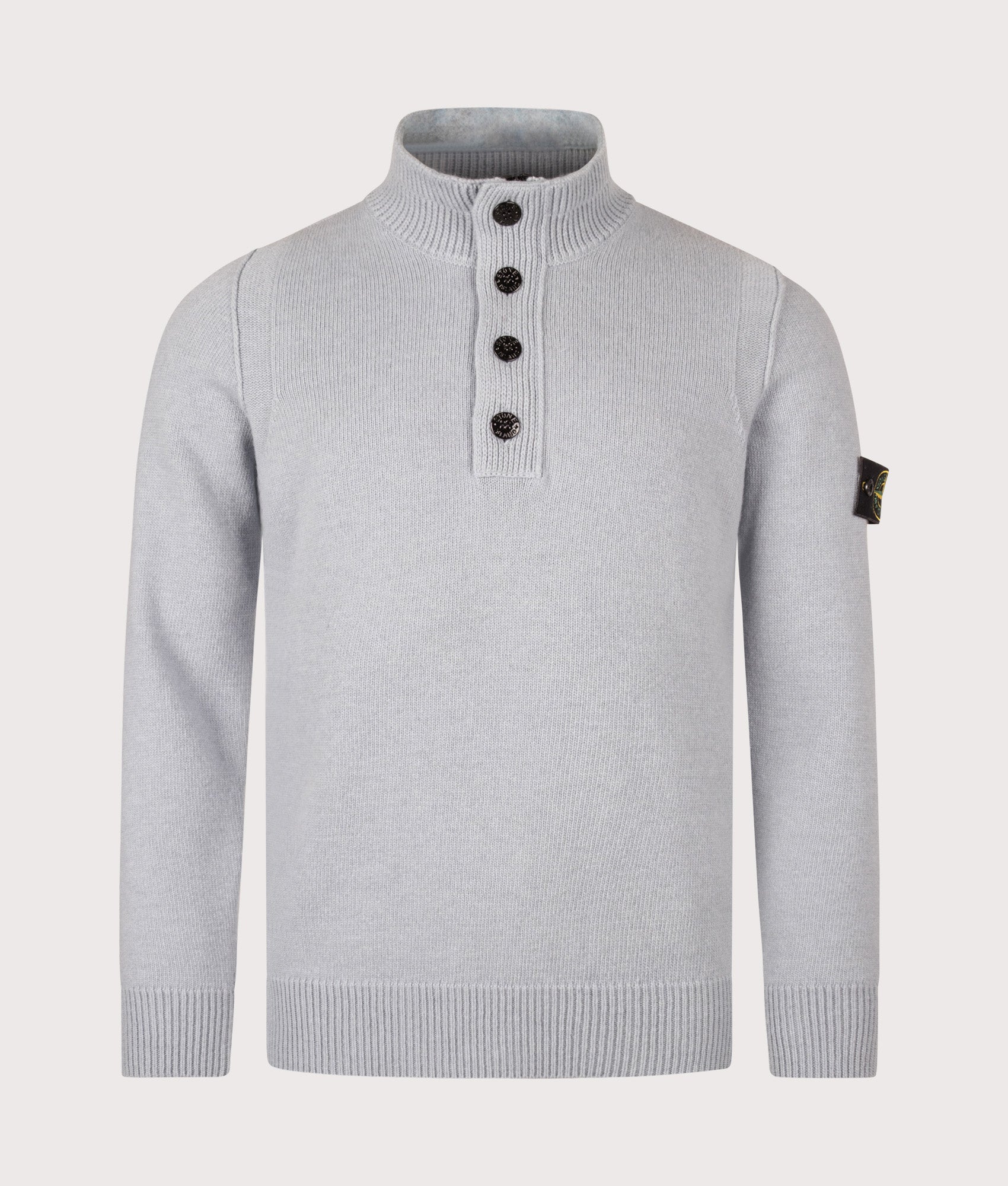 STONE ISLAND Lambswool Button Up Jumper Ash Grey