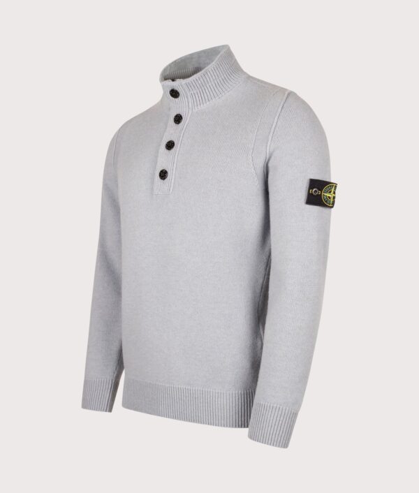 STONE ISLAND Lambswool Button Up Jumper Ash Grey