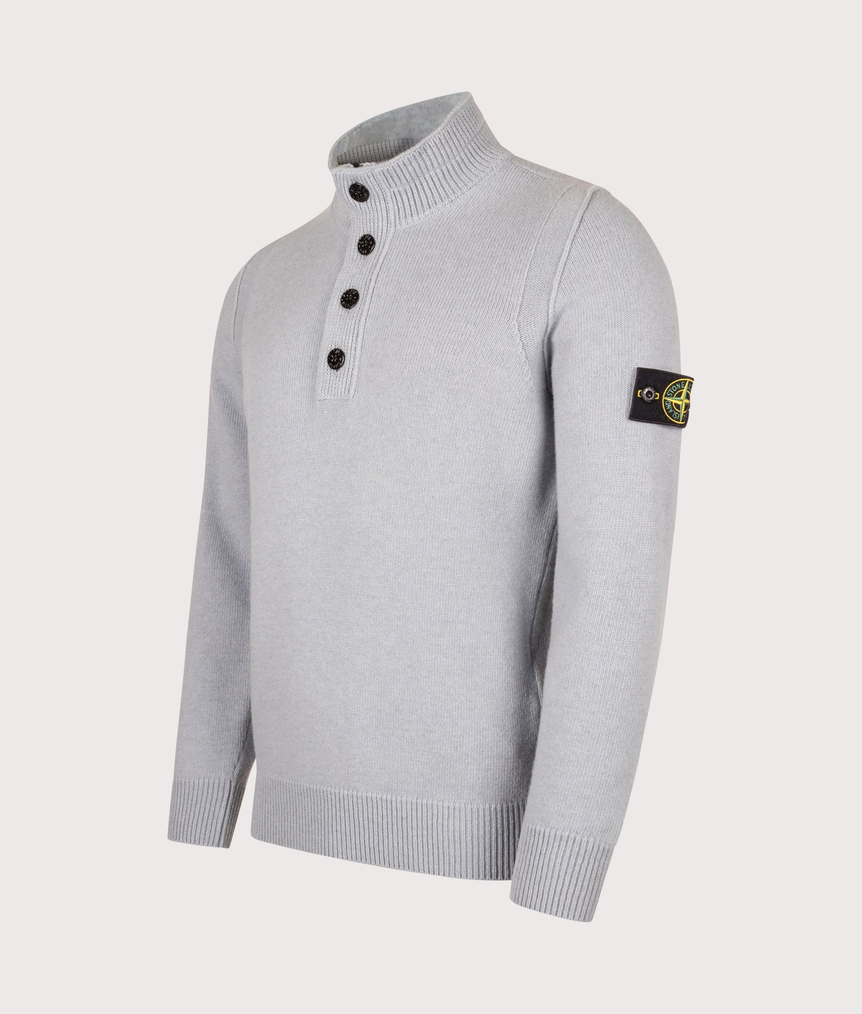 STONE ISLAND Lambswool Button Up Jumper Ash Grey