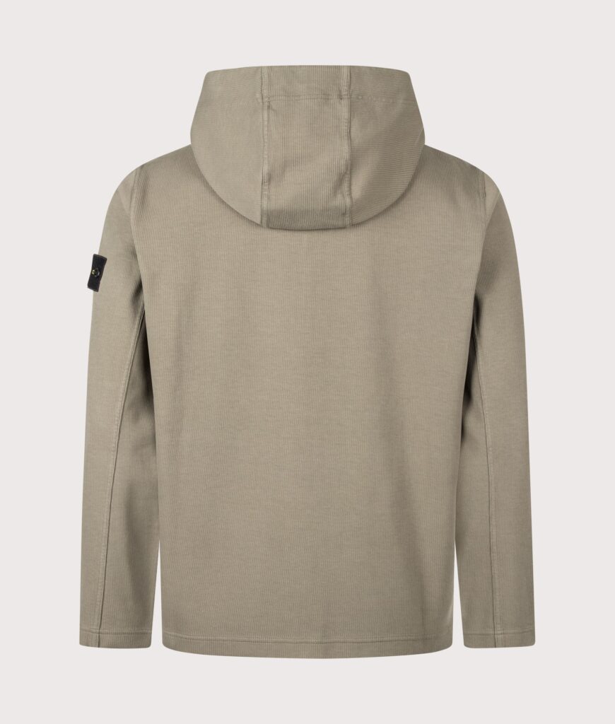 STONE ISLAND Organic Cotton Interlock Zip through Hoodie Military Green