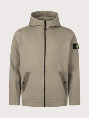 STONE ISLAND Organic Cotton Interlock Zip through Hoodie Military Green