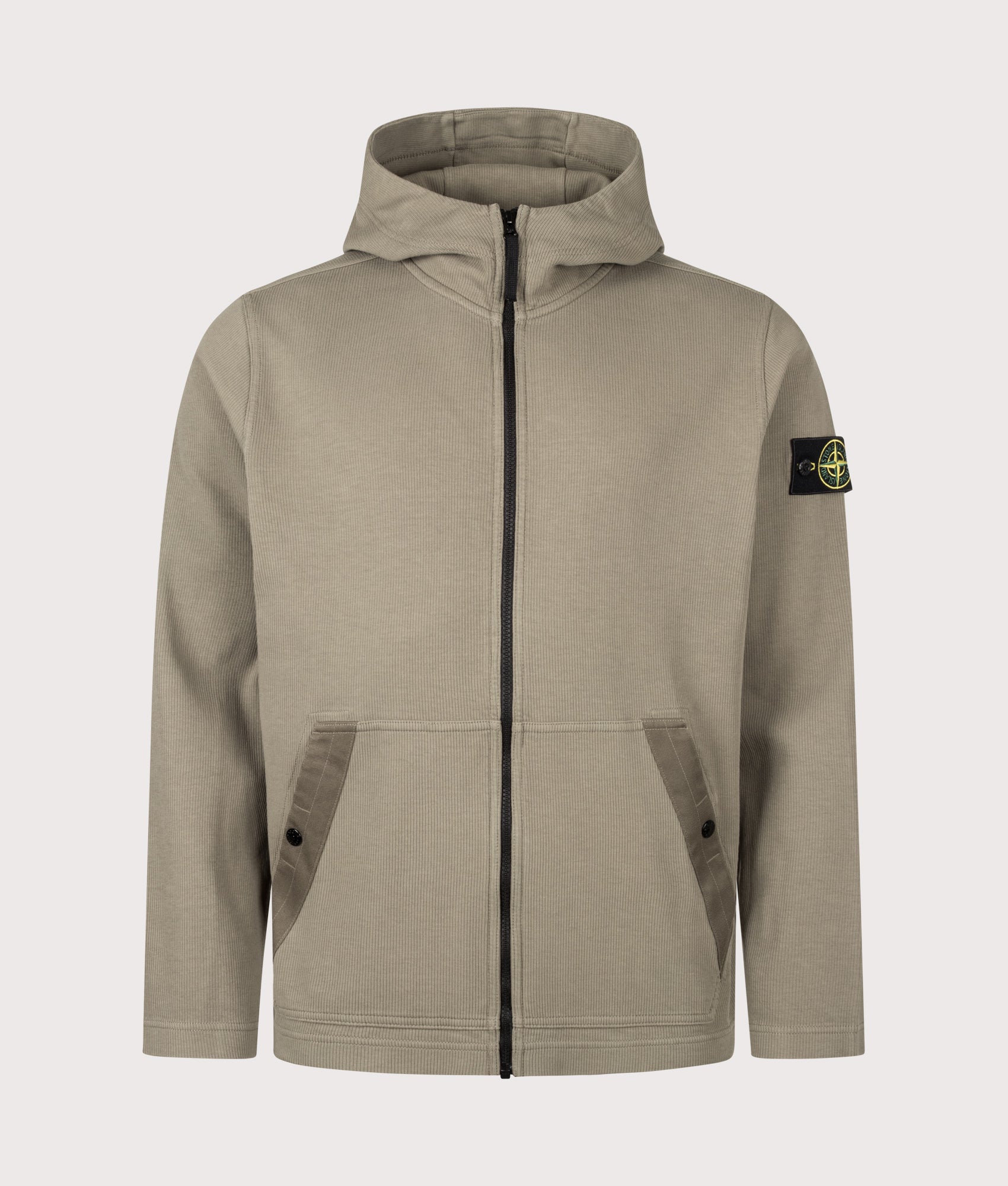 STONE ISLAND Organic Cotton Interlock Zip through Hoodie Military Green