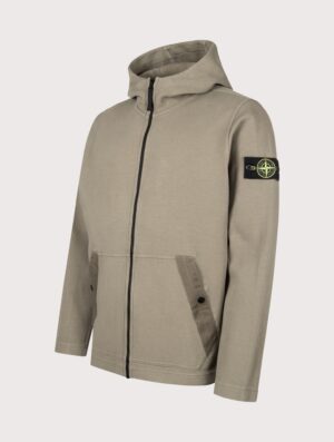 STONE ISLAND Organic Cotton Interlock Zip through Hoodie Military Green