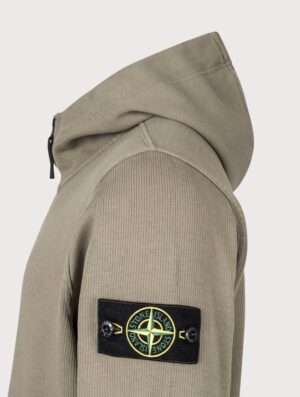 STONE ISLAND Organic Cotton Interlock Zip through Hoodie Military Green