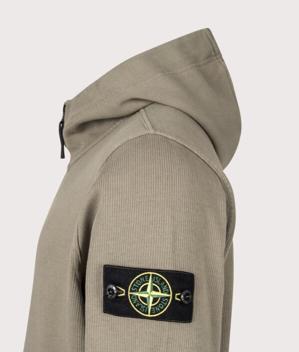 STONE ISLAND Organic Cotton Interlock Zip through Hoodie Military Green