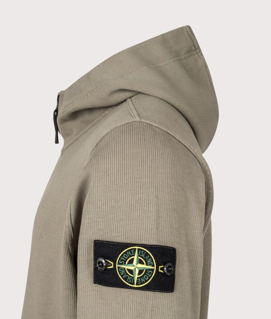 STONE ISLAND Organic Cotton Interlock Zip through Hoodie Military Green