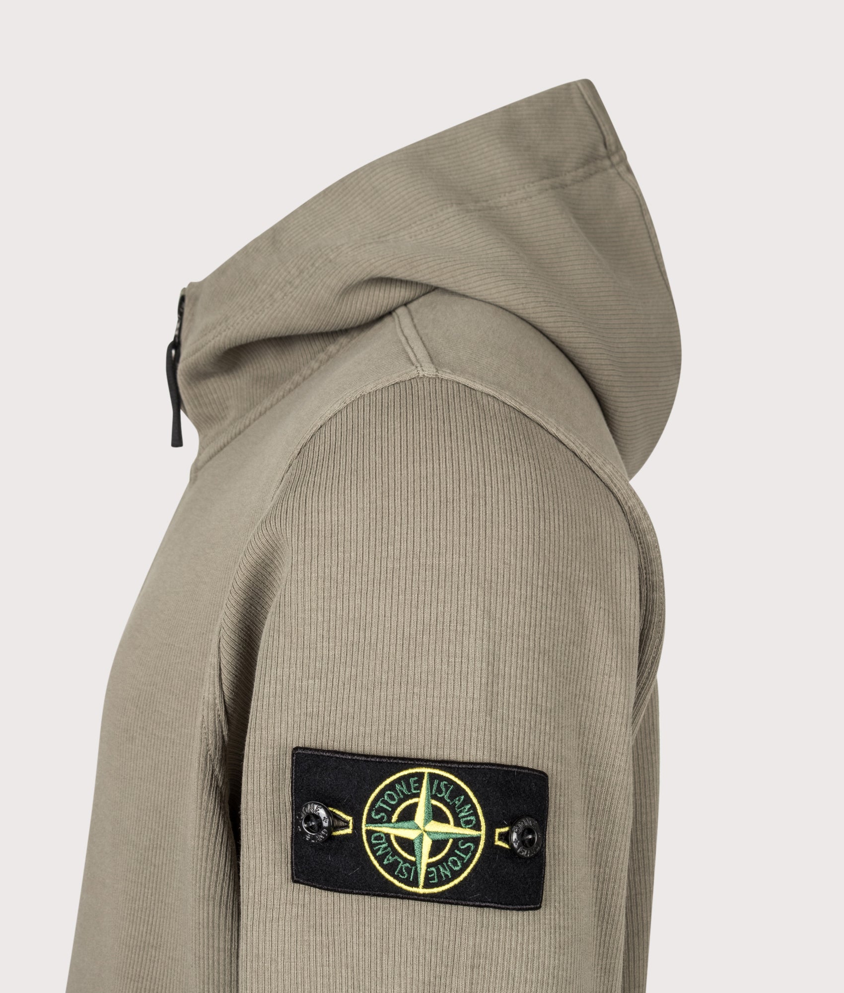 STONE ISLAND Organic Cotton Interlock Zip through Hoodie Military Green