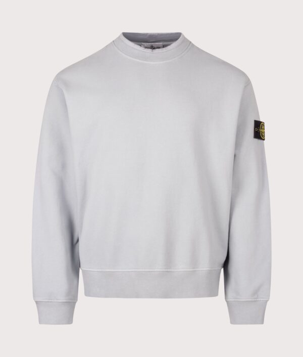STONE ISLAND Oversized Fit Brushed Organic Cotton Fleece Sweatshirt Ash Grey