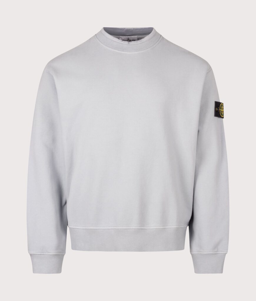 STONE ISLAND Oversized Fit Brushed Organic Cotton Fleece Sweatshirt Ash Grey
