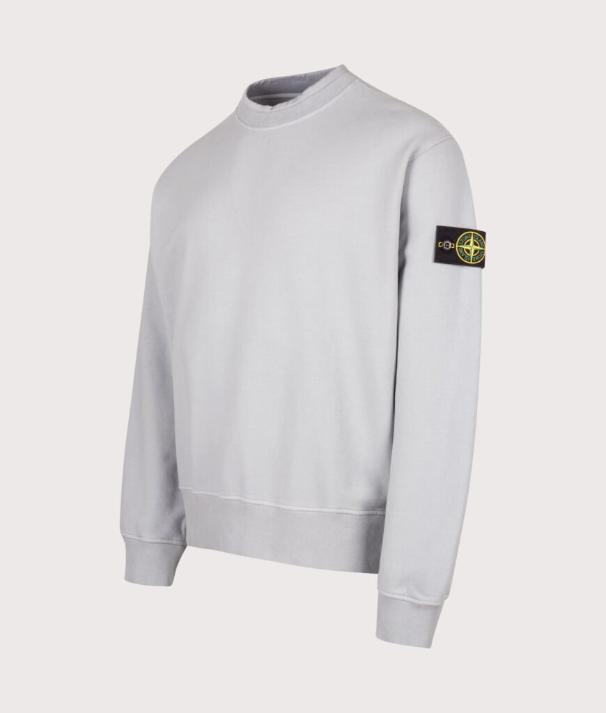STONE ISLAND Oversized Fit Brushed Organic Cotton Fleece Sweatshirt Ash Grey