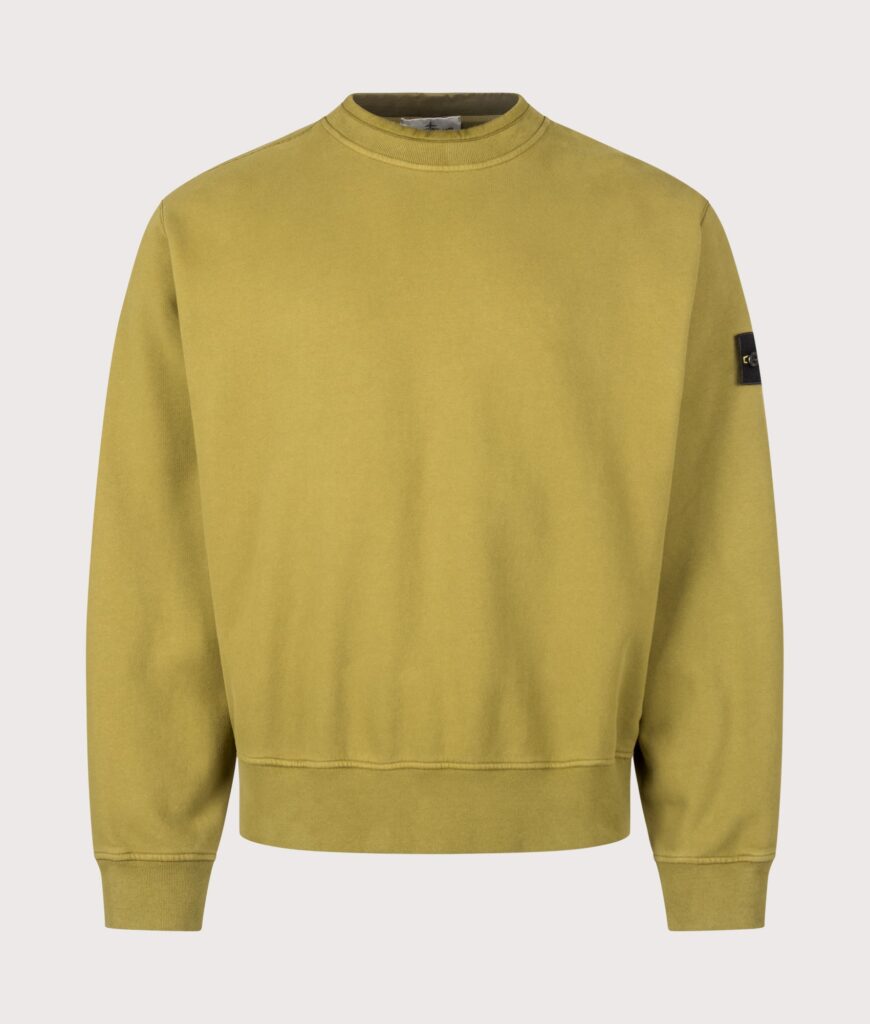 STONE ISLAND Oversized Fit Brushed Organic Cotton Fleece Sweatshirt Cactus