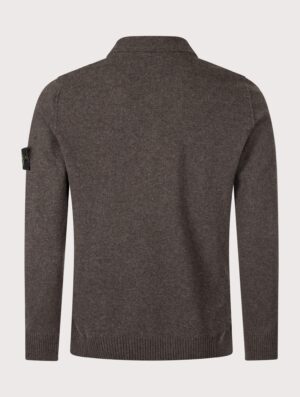 STONE ISLAND Loose Fit Light RWS Geelong Wool Polo Collar Jumper Lead Grey Melange