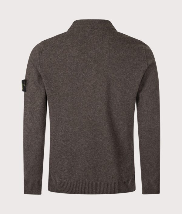 STONE ISLAND Loose Fit Light RWS Geelong Wool Polo Collar Jumper Lead Grey Melange