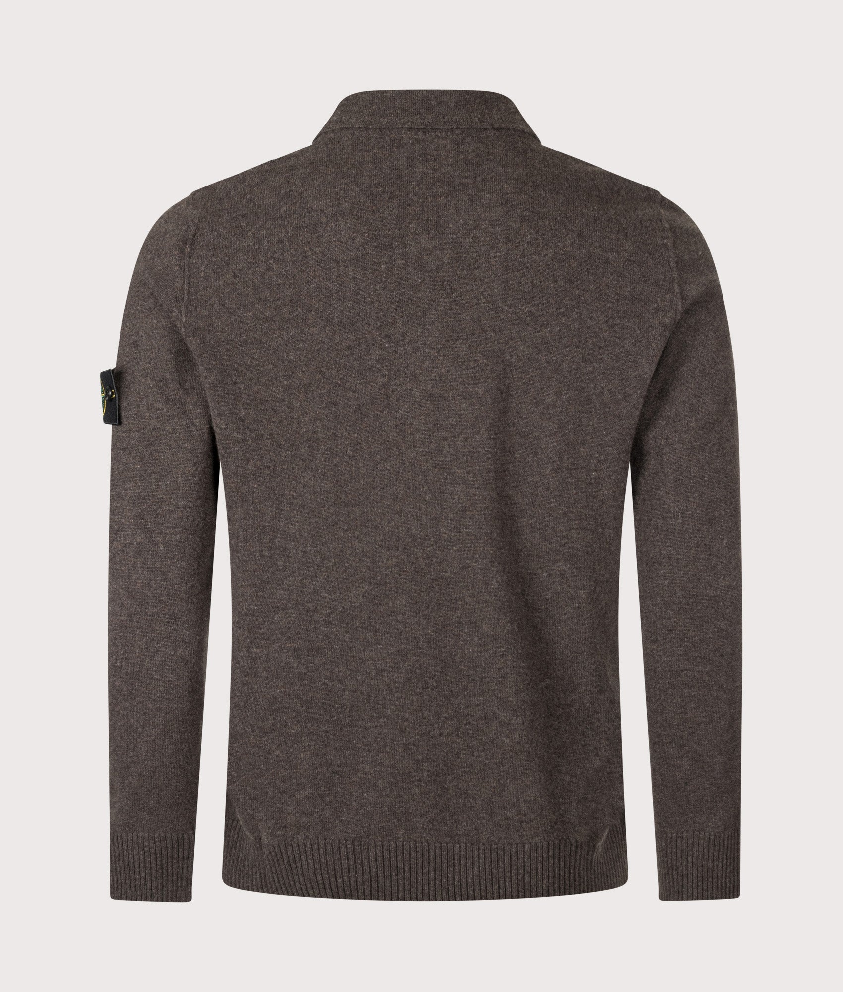 STONE ISLAND Loose Fit Light RWS Geelong Wool Polo Collar Jumper Lead Grey Melange