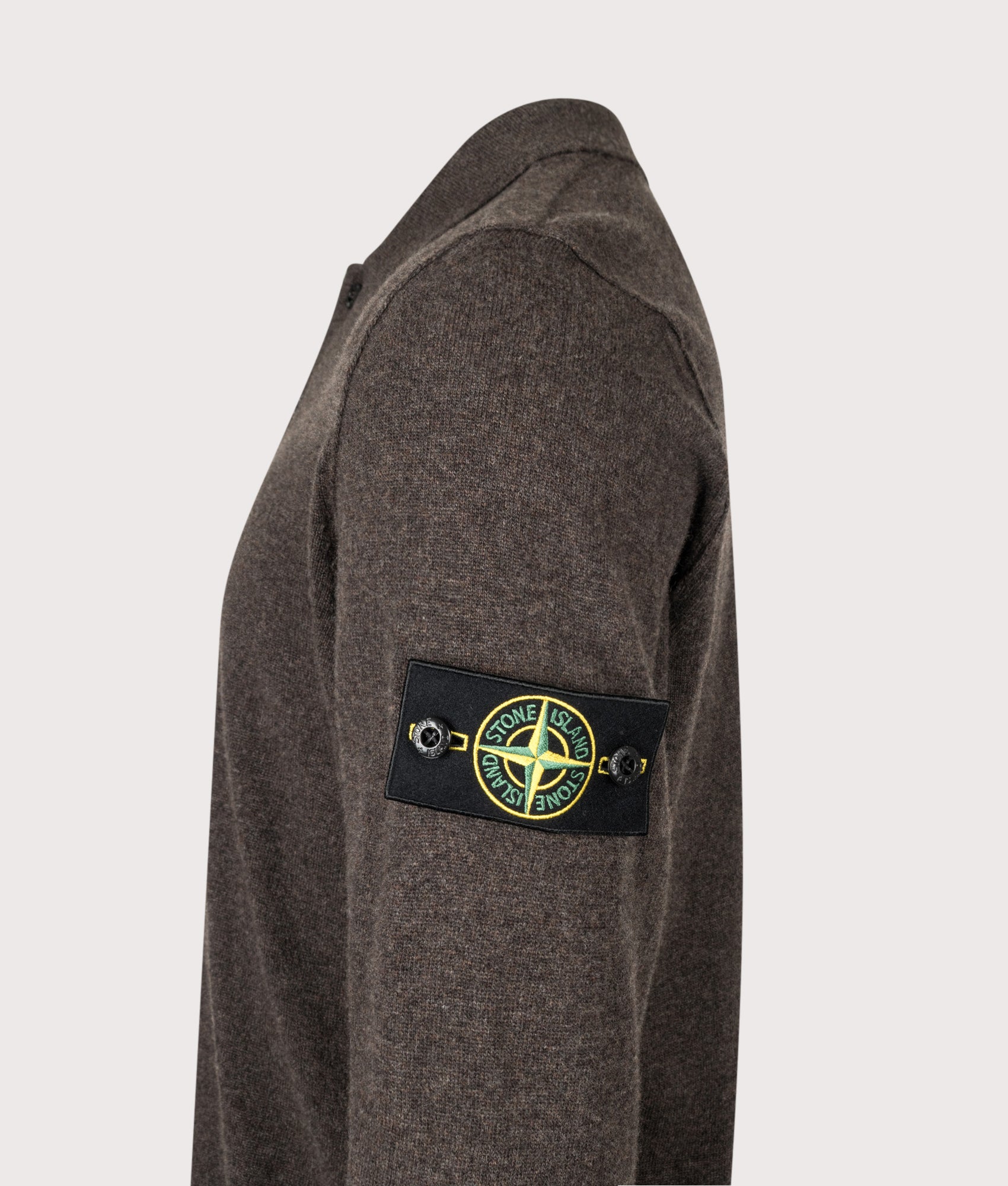 STONE ISLAND Loose Fit Light RWS Geelong Wool Polo Collar Jumper Lead Grey Melange
